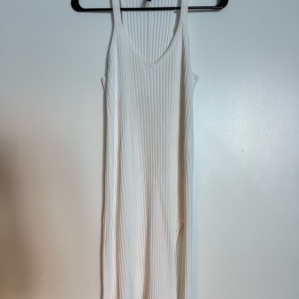 BCBGMaxAzria White Ribbed Midi Dress